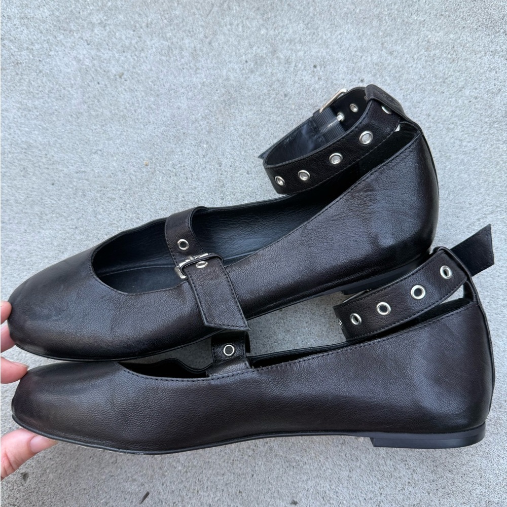 Ba&sh Canya Strappy Ballet Pumps in Black Silver Hardware Women’s Size EU 38 - Picture 5 of 7